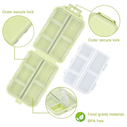 Image of Travel Medicine Kit with 189 Labels, Pill Cases Organizers 7 Day Compact Pill Organizer Mini Pill Case Pill Storage Organizer (Yellow, 1 Pack)