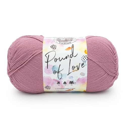 Image of Lion Brand Yarn, Pound of Love Crochet Yarn, Heather Rose, Pink, 1 Pack | Large Skein Everyday Basic 100% Acrylic Worsted Weight Knit Fiber for Baby Blankets, Classic Afghans, Sweaters, Scarf Sets
