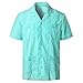 NP Guayabera Collier cubain traditionnel à manches courtes pour homme, Vert, L