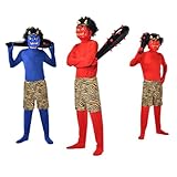 [ZaGui] 節分 赤鬼 青鬼 節分豆 郷土 鬼面 絶泣 リアル 5件のスーツフェイス マスク (赤鬼です)