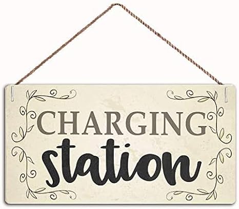 Charging Station - Phone Tablet Laptop Charging Station Plaque Wood Sign Wall Art Poster Coffee Bar Sign Home Decor 10x5inch Gift (WAS04)