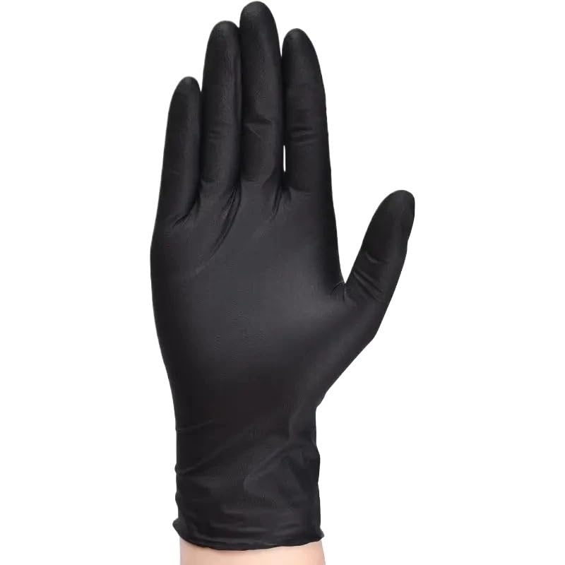 20/50 pezzi Guanti monouso in nitrile for cucina, giardinaggio, bellezza, tatuaggi, lavaggio piatti, pulizia domestica, senza lattice(Black 50pcs,L)