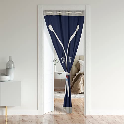 Welcome to The Lake Door Curtain for Doorway Privacy Lake Rules 30%-50% Room Darkening Blackout Insulated Thermal Curtain Lake House Decor Blue Window Treatments 132x203cm - Image 2