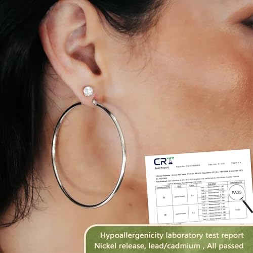 YOUNGYUE 925 Sterling Silver Hoop Earrings for Women Hypoallergenic Oversize 14K Gold Hoops Earrings for Women Thin Gold Plated Hoop earrings Lightweight Large Silver Hoop Earrings 30/40/50/60/70mm4