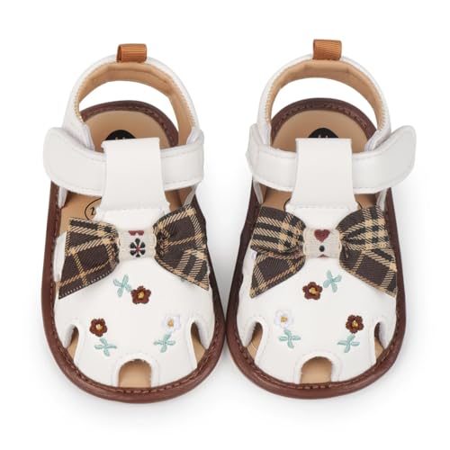 Image of HsdsBebe Baby Girls Sandals Bohemia Flower Bow Soft Sole Toddler First Walkers Beach Summer Shoes