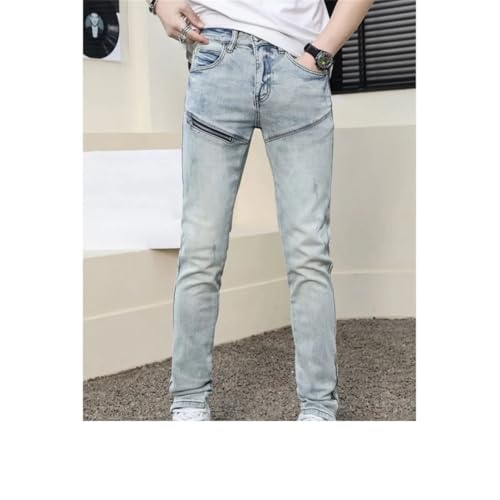 Men's Denim Trousers Street Locomotive Style Personality Zipper Slim Fit Tapered Pants2