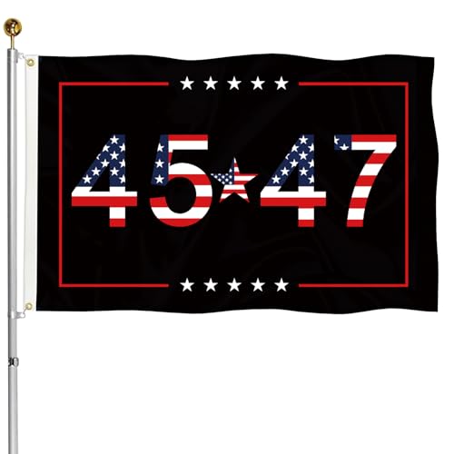Heavy Duty 3 Ply 45th 47th Patriotic Flag - 3x5 Outdoor Double Sided Warp-Knitted Polyester Fade & UV Resistant 4 & 6 Row Stitching Ultra-Thick Canvas Header Reinforced Brass Grommets