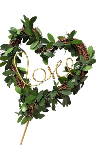 Rustic Vine & Leaves Love Cake Topper for Mountain Weddings,