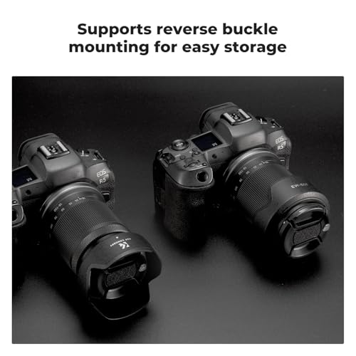 Image of K&F CONCEPT Lens Hood Replacement of EW-60F Hood Compatible with Canon RF-S 18-150mm F3.5-6.3 is STM, EF-M 18-150mm F3.5-6.3 is STM Reversible Snap on Camera Lens Shade Fits 55mm Filters and Lens Cap