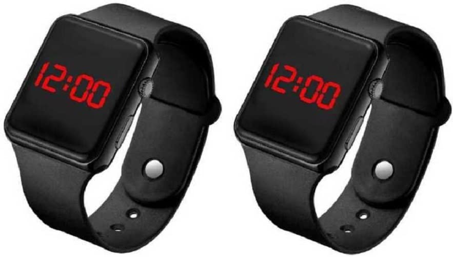 CORXIL Fashion Digital Day and Date Dial Square and Rectangular Display Kids Stylish Watch Pack of 2 (Black) (B09SD7WSWY) Amazon Price History, Amazon Price Tracker