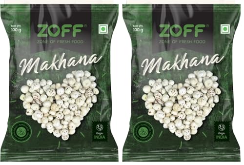 Image of Zoff Phool Makhana 100Gm | Super Crunchy & Roasted Fox Nuts | Handpicked & 100% Natural | Healthy Anytime Snack for All Ages (Pack of 2)