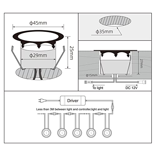 Yzgwzld Recessed Led Deck Lights Kits,6Pack Φ1.78 Step Lights Kits In Ground Outdoor Led Landscape Lighting Ip67 Waterproof, 12V Low Voltage For Garden,Yard Steps,Stair,Patio,Floor,Deck Railings #TOP6
