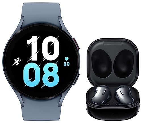 Image of Samsung Galaxy Watch5 Bluetooth (44 mm, Sapphire, Compatible with Android only) & Galaxy Buds Live Bluetooth Truly Wireless in Ear Earbuds with Mic, Upto 21 Hours Playtime, Mystic Black