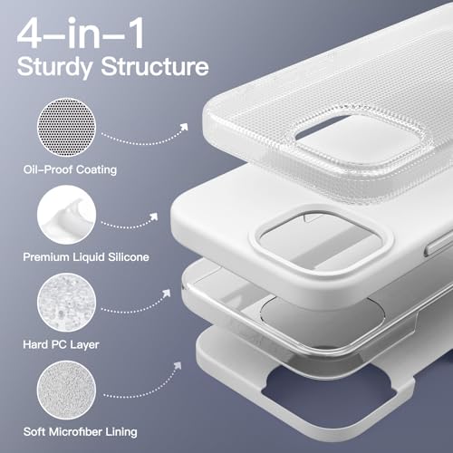 Image of JETech Silicone Cover Case for iPhone 15 Pro 6.1-Inch, Silky-Soft Touch Full-Body Protective Phone Case, Shockproof Cover (White)