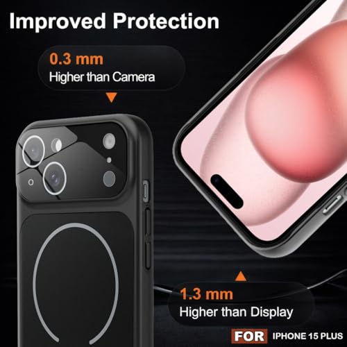 Image of SHINESTAR Premium Luxury Case Compatible with iPhone 15 Plus | Protective Back Cover with Camera Lens Safety | Wireless Charging Support | Slim Fit Durable Design | Enhanced Grip Protection Black