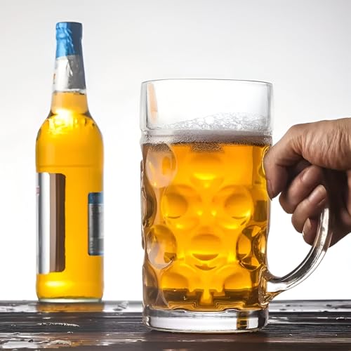 Image of Melbify Beer Mug | 600 ML |Set of 6 | Large BeerMug with Handle | Classic Beer Glasses | Premium | Heavy |Perfect for Beer, Cider,Cocktails,Mocktails | Suitable for Bar,Restuarants,Pub