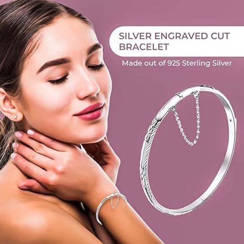 SHOP LC DELIVERING JOY 925 Sterling Silver Diamond Cut Cuff Bracelet, 7 inches, Modern, for Women, Mothers Day Gifts Birthday3