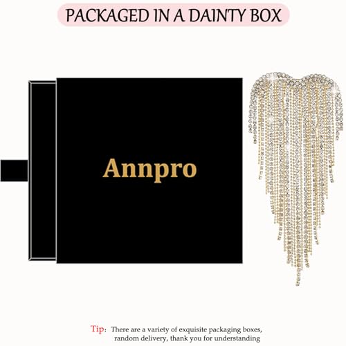 Image of Elegant Crystal Heart Shape Tassel Brooch Pin for Women Sparkly Rhinestones Tassel Brooch Beautiful Dress Suit Shirt Ceremony Clothes Wedding Party Jewelry Accessories