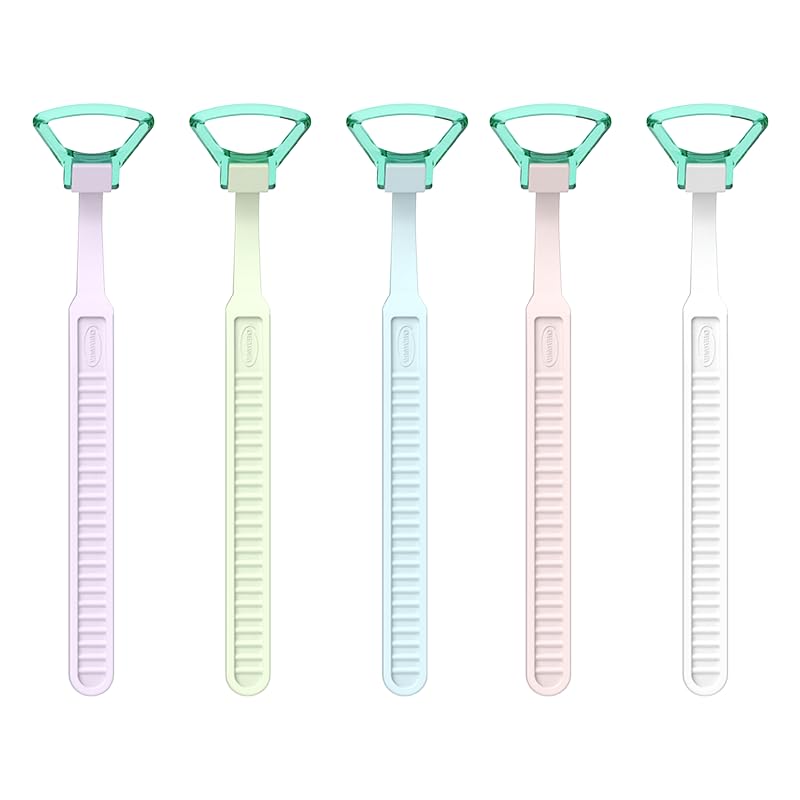 QIERMEI Tongue Scraper Family pack for Adult and Kids, 100 counts Disposable, 5 Handle bars included, Oral Care Scrapers Kits