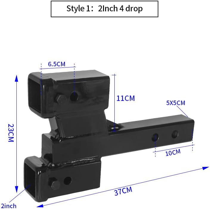 Heavy Dual Hitch Extension,2" Receiver, 2-inch Solid Shank,2-inch & 6-inch Riser/Drop,10000lbs Capacity (2" and 4" Drop-Solid Shank)