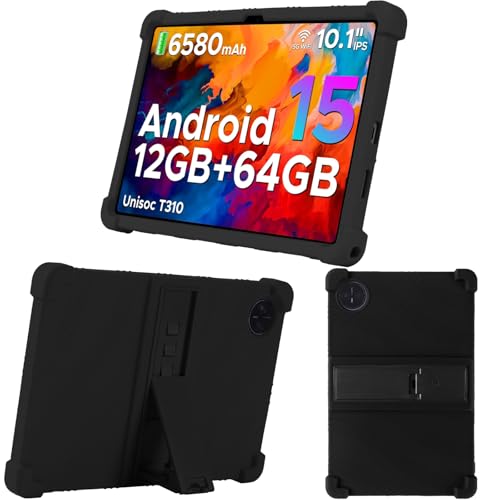 KUSINHOKA Hülle für Doogee Tab A9/Tab A9 Pro 10 Zoll, Weiche Silikon Tablet Schutzhülle mit Verstellbarer Ständer, Stoßfest Kratzfest Schutzhülle Cover Hülle, Schwarz