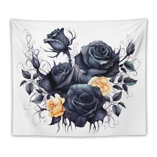 DELIBEST Arazzo da parete con petali di rose, arazzo da parete ibrido con rose tea rose, decorazione da parete per camera da letto, soggiorno, dormitorio, 127 x 152,4 cm