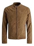 wildlederjacke herren grau lange Arme JACK & JONES Herren JJEWARNER Jacket NOOS Kunstlederjacke, Cognac, XL