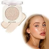 Glow Gold Shimmer Single Pressed Eyeshadow - Neutral Nude Highlighter Powder Palette For Women, Champagne Pearl Square Compact With Mirror, Smooth Creamy Formula For Day & Night Makeup, Buildable