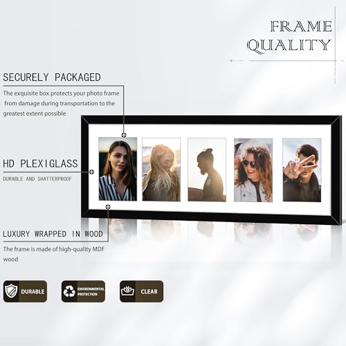 Picrit 8x24 Black Collage Picture Frame 3 Pack, Fits Five 4x6 Photos or One 8x24 Picture, Gallery Frame Set - Poster Frames for Horizontal or Vertical Display