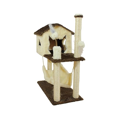 Arranhador Playground Casa Gato Brinquedo Sisal Creme