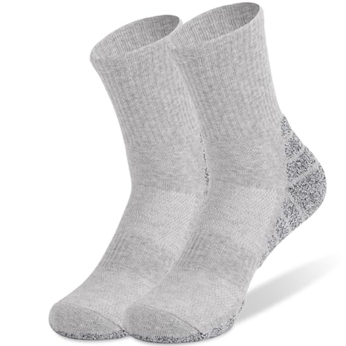 TeenFighter ‌1/4/6 Pairs 80% Cotton Cushioned Sports Running Crew Socks for Men & Women, Athletic Sock with Arch Support