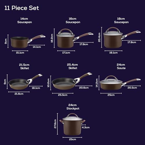 Circulon Symmetry Dishwasher Safe Hard Anodized Nonstick Cookware Pots and Pans Set, 11-Piece, Chocolate by Circulon - Image 9