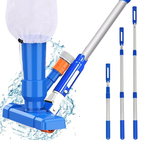 Kit d'aspirateur de Piscine, Nettoyage de Bain à remous avec Tige télescopique, Brosse et Sac à Feuilles en Maille pour Nettoyer Le Fond de la Piscine sur Le Sol de...