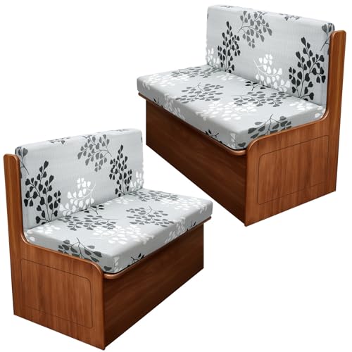 Image of SearchI RV Dinette Cushion Covers, Stretch Camper Cushion Slipcovers for Travel Trailer Couch RV Booth Seat, Replacement Camper Sofa Chair Protector (2 Backrest Cover & 2 Bench Cover, Leaf Pattern)