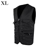 VGEBY Anglerweste Jacken Fischerjacke Atmungsaktiv Weste für Sightseeing Angeln Safari Camping Jagd Outdoor-Aktivitäten(XXXL-Black)
