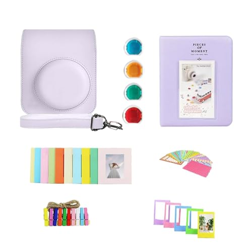 Image of FUJIFILM INSTAX Mini 12 Instant Film Camera | Lilac Purple | with INSTAX Mini Instant Film | 40 Exposures + Instax Accessory Bundle + AA Batteries + Cleaning Cloth (10 Items)
