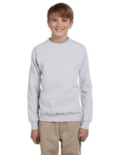 Hanes Youth 7.8 oz. ComfortBlend EcoSmart 50/50 Fleece Crew, Large, ASH