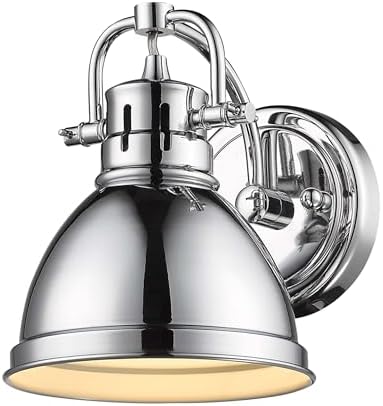 Golden Lighting 3602-BA1 CH Duncan Bath Vanity, 8.25"L x 6.5"W x 8.5"H, Chrome with a Chrome Shade- Bathroom Light Fixtures, Bathroom Vanity Light, Vanity Lights for bathroom