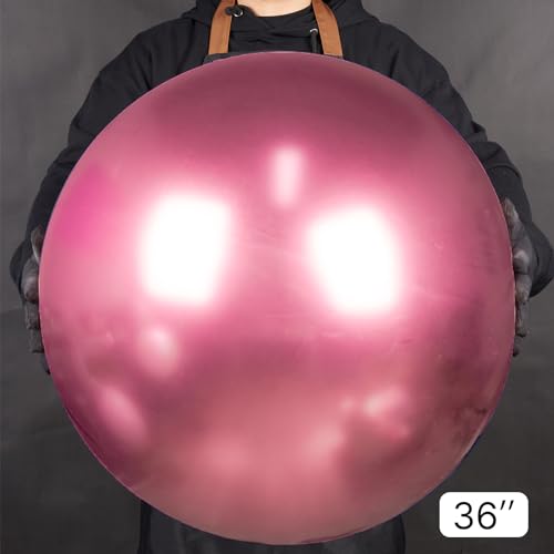 Image of PartyWoo Metallic Pink Large Balloons 4 pcs 36 Inch Giant Big Jumbo Pink Latex Balloons for Birthday Valentine's Day Wedding Baby Shower Anniversary Graduation Party Decorations Pink-G104
