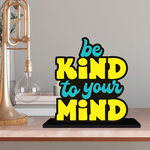 Image of Artvibes Be Kind to Your Mind Inspirational Quotes Table Decor for Office Desk | Home Decoration Items | Living Room | Modern Art Wooden Showpiece Decorative Gift item (SP 1181)
