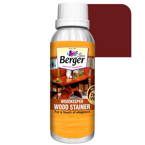 Image of Berger Wood Keeper Rose Wood Wood Stain with Leakproof Bottle & Easy Cloth Application Transparent Solvent-Based Stainer for Home Office Furniture Surfaces Shine and Finish (Pack of 1, 100ML)
