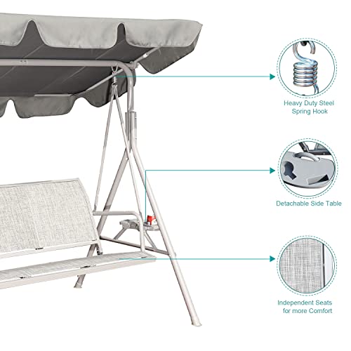 Goldsun Outdoor Canopy Swing Seat With Stand,Swinging Hammock Lounge Chair With Weather Resistant Powder Coated Steel Frame And Adjustable Canopy For Garden Patio Porch Poolside Backyard(Grey) #TOP2