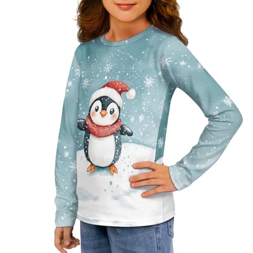Image of Girls Long Sleeve Shirts Casual Crewneck Soft T-shirts for Girls 3-16 Years Old