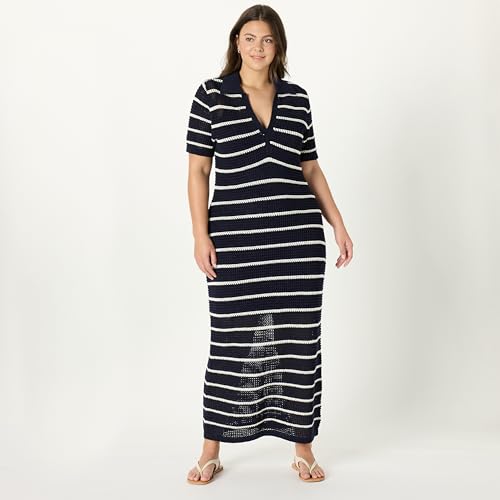 Image of The Drop Womens Adalyn Tape Yarn Split-Neck Maxi Dress
