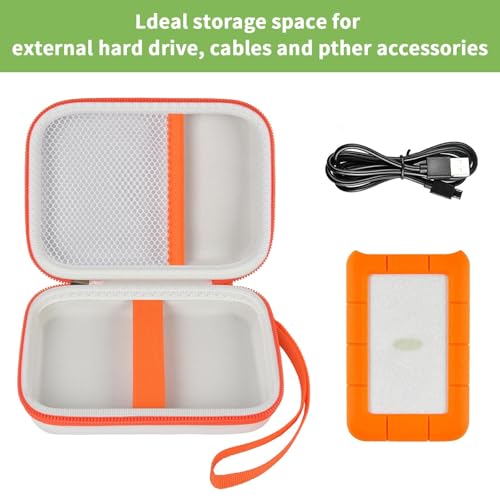 Image of ALKOO Case for LaCie Rugged Mini 1TB /2TB /4TB /5TB External Hard Drive | Portable HDD Holder, Cable Pocket, SD Card Storage, for Photographers, Creators, Students, Office, Travel, Case Only, White