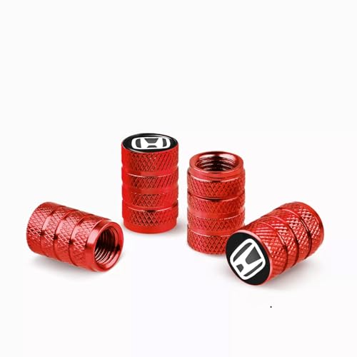Image of CONTACTS Compatible with Hon-DAA 4pcs Red Car Tire Valve Stem Caps, Universal Wheel Air Dust Covers, Aluminum Tyre Rim Ventil Accessories