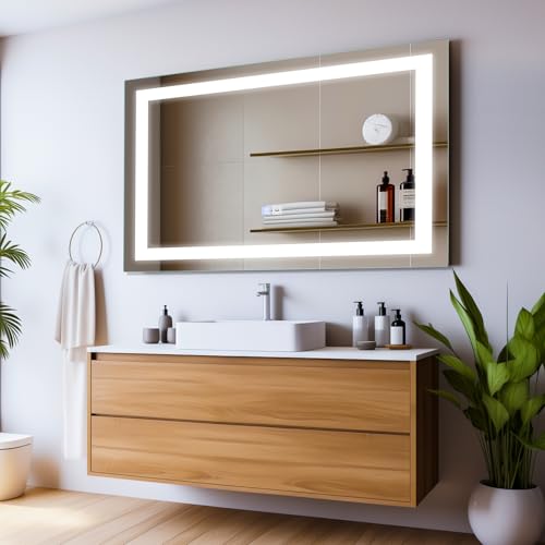 Tyhogar Espejo De Baño De Pared Con Iluminación, Espejo De Pared Espejo De Baño Led 101 X 71cm, Ip65 Resistente Al Agua Espejo De Baño Con Iluminación Con Interruptor Táctil, Para Baño, Salón Tyhogar Espejo De Baño De Pared Con Iluminación, Espejo De Pared Espejo De Baño Led 101 X 71cm, Ip65 Resistente Al Agua Espejo De Baño Con Iluminación Con Interruptor Táctil, Para Baño, Salón