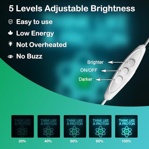 Image of Think Like a Proton Neon Sign Dimmable Good Vibes Neon Light with USB Power Think Positive LED Wall Light Nerdy Science-Themed Room Decor for Classroom Study Ideal Gift to Students and Teachers