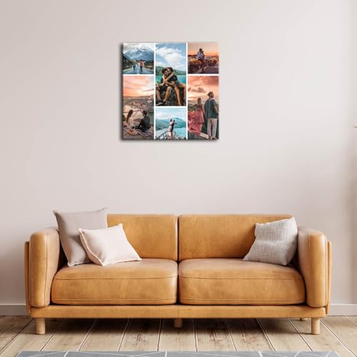 ZHIYYHAO Multi Photo Collage Custom Canvas Prints with Your Photos and Words Framed Personalized 6 Pictures Prints to Canvas Wall Art for Living Room Bedroom Study room Home Decor (CF-3, 16.00L''X16.00W" ) — view 2