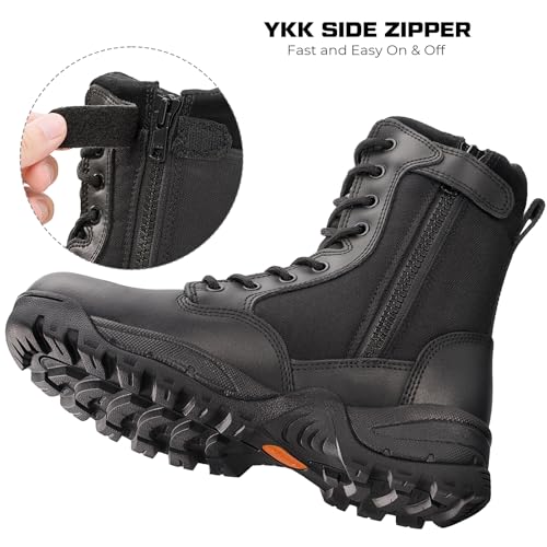 Maelstrom Men's Tactical Work Boots with Side Zipper – Lightweight Leather Military Style, Comfortable, Durable and Breathable for Outdoors4